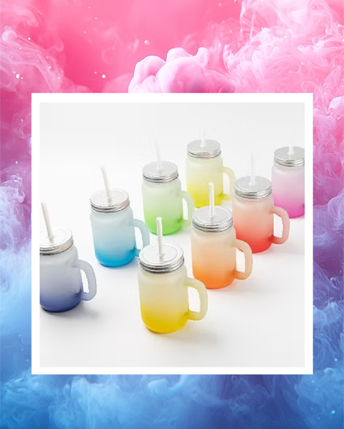 Tasse en verre coloré 14 oz avec anse