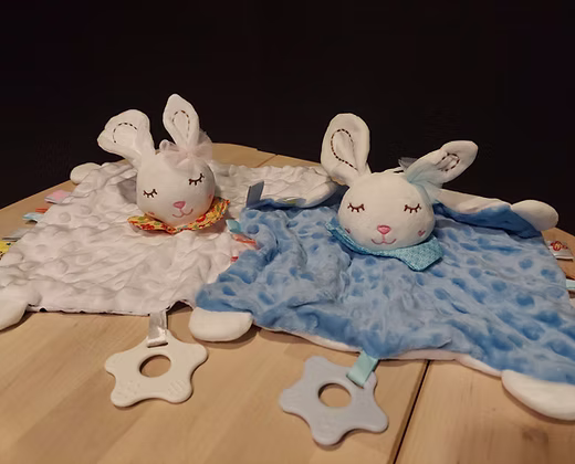 Toutou dodo lapin blanc - bleu