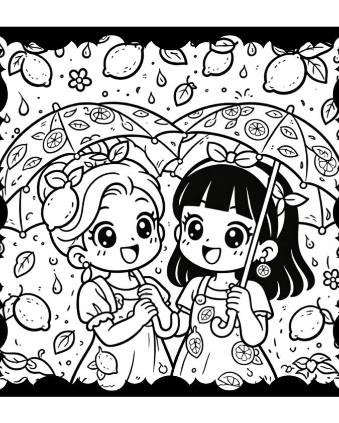 LEMONELLA – Un monde citronné: Livre à colorier kawaii pour enfants de 6 ans et plus