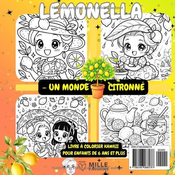 LEMONELLA – Un monde citronné: Livre à colorier kawaii pour enfants de 6 ans et plus